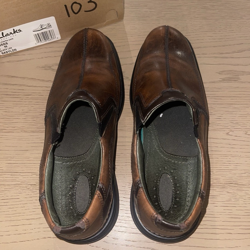 Clarks Babylon Men's Slip On Brown Leather Loafers Style 78669 Size 9M Comfort - Picture 5 of 16